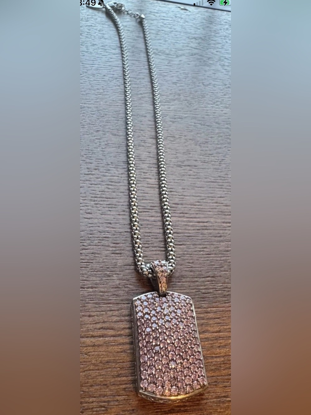 SJD Love More Pink Rhinestone Dog Tag Pendant W/Karizia SPA KA 1772/925 Necklace